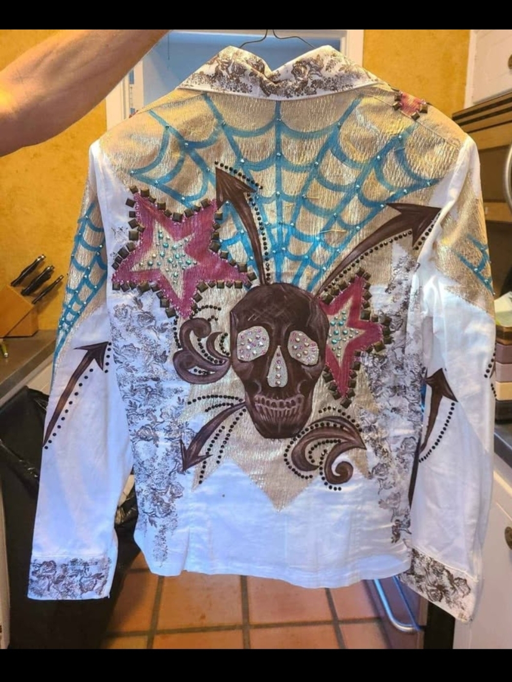 Embellished Skull & Star Graphic Zip Front Shirt